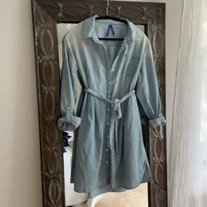 Seraphine denim blue cotton  Maternity Dress